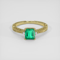 0.83 Ct. Emerald Ring, 18K Yellow Gold 1