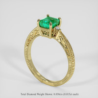 0.83 Ct. Emerald Ring, 18K Yellow Gold 2