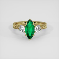 1.08 Ct. Emerald Ring, 18K Yellow Gold 1