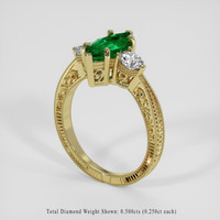 1.08 Ct. Emerald Ring, 18K Yellow Gold 2