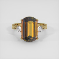 6.12 Ct. Brownish Orange Tourmaline Ring, 18K Yellow Gold 1