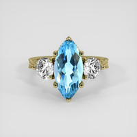 3.90 Ct. Swiss Blue Topaz Ring, 18K Yellow Gold 1