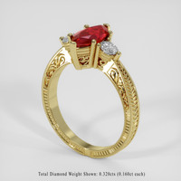 1.31 Ct. Ruby Ring, 18K Yellow Gold 2