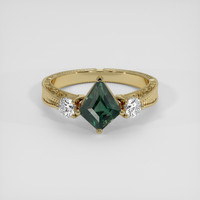 1.44 Ct. Bluish Green Sapphire Ring, 18K Yellow Gold 1