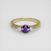 0.92 Ct. Pinkish Purple Sapphire Ring, 18K Yellow Gold 1