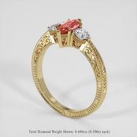 1.03 Ct. Padparadscha Sapphire Ring, 18K Yellow Gold 2