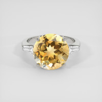 8.00 Ct. Yellow Citrine Ring, Platinum 950 1