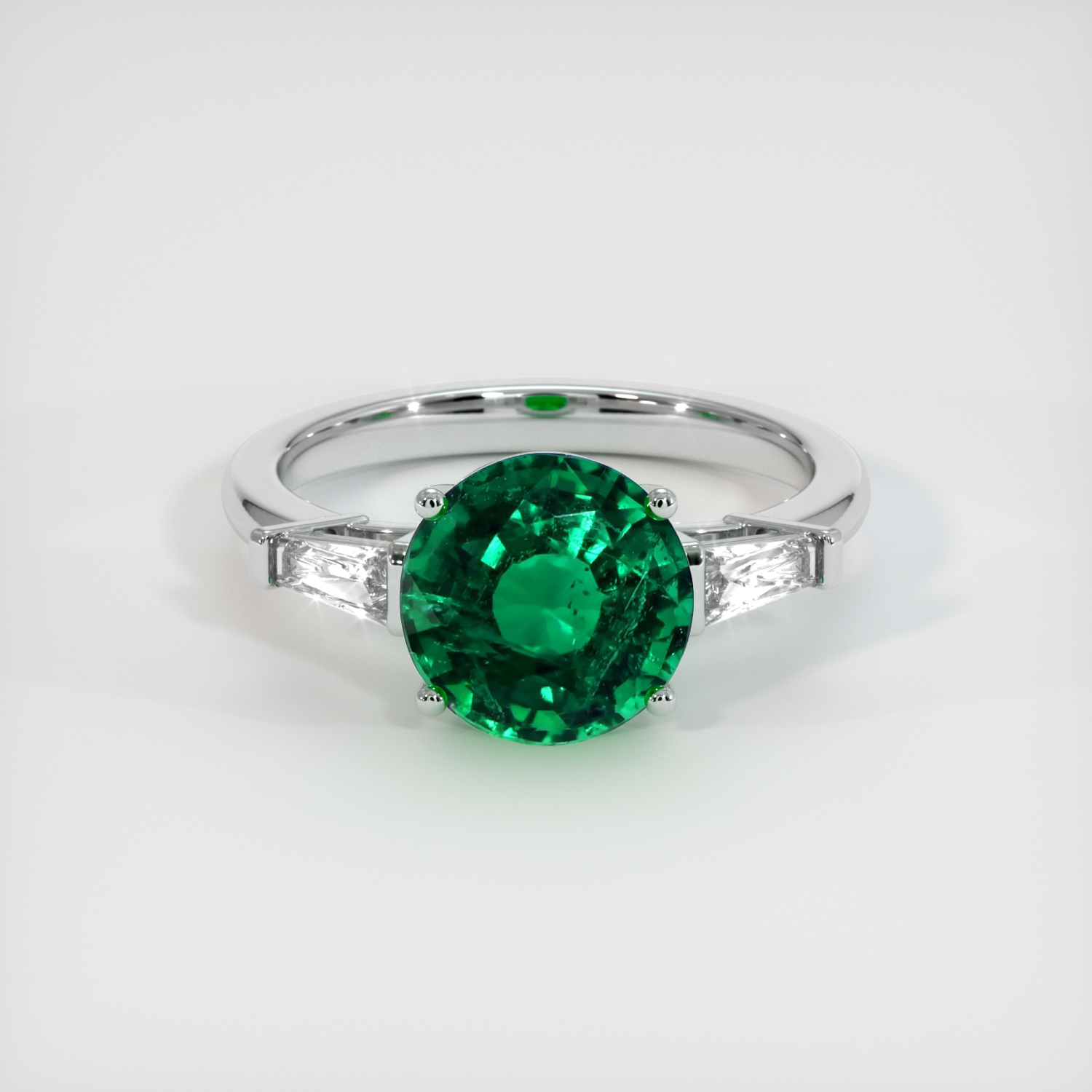 Three Stone Emerald Ring 2.33 Ct., Platinum 950