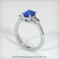 0.96 Ct. Blue Sapphire Ring, 10K White Gold 2