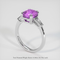 3.10 Ct. Pinkish Purple Sapphire Ring, 14K White Gold 2