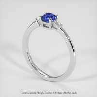 1.00 Ct. Blue Sapphire Ring, 18K White Gold 2