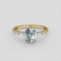 2.33 Ct. Bluish Green Sapphire Ring, 18K White & Yellow 1