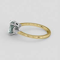 2.33 Ct. Bluish Green Sapphire Ring, 18K White & Yellow 4