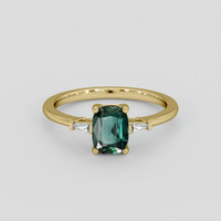 1.09 Ct. Bluish Green Sapphire Ring, 10K Yellow Gold 1