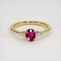 0.74 Ct. Ruby Ring, 14K Yellow Gold 1