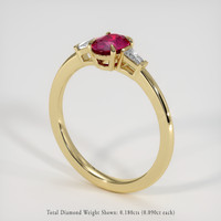 0.74 Ct. Ruby Ring, 14K Yellow Gold 2