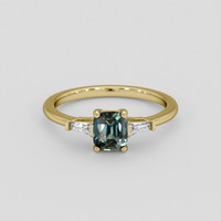 1.12 Ct. Bluish Green Sapphire Ring, 14K Yellow Gold 1