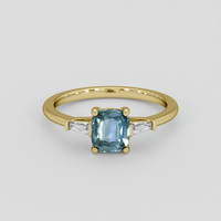 1.12 Ct. Greenish Blue Sapphire Ring, 14K Yellow Gold 1