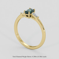 0.74 Ct. Bluish Green Sapphire Ring, 14K Yellow Gold 2