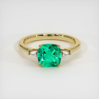 1.29 Ct. Emerald Ring, 18K Yellow Gold 1