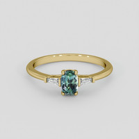 0.74 Ct. Bluish Green Sapphire Ring, 18K Yellow Gold 1