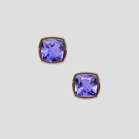 <span>2.09</span> <span class="tooltip-light">Ct.Tw.<span class="tooltiptext">Total Carat Weight</span></span> Violetish Blue Tanzanite Earrings, 14K Rose Gold 1