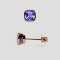 <span>2.09</span> <span class="tooltip-light">Ct.Tw.<span class="tooltiptext">Total Carat Weight</span></span> Violetish Blue Tanzanite Earrings, 14K Rose Gold 2