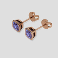 <span>2.09</span> <span class="tooltip-light">Ct.Tw.<span class="tooltiptext">Total Carat Weight</span></span> Violetish Blue Tanzanite Earrings, 14K Rose Gold 3