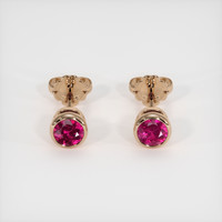 0.87 Ct.Tw. Ruby Earrings, 14K Rose Gold 1