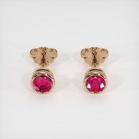 0.85 Ct.Tw. Ruby Earrings, 14K Rose Gold 1