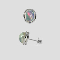 <span>2.65</span> <span class="tooltip-light">Ct.Tw.<span class="tooltiptext">Total Carat Weight</span></span> Multi Color Opal Earrings, 14K White Gold 2
