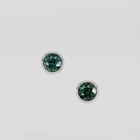 <span>1.14</span> <span class="tooltip-light">Ct.Tw.<span class="tooltiptext">Total Carat Weight</span></span> Bluish Green Sapphire Earrings, 14K White Gold 1
