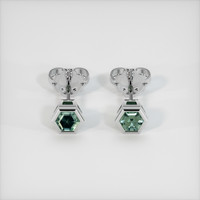 0.56 Ct.Tw. Bluish Green Sapphire Earrings, 14K White Gold 1