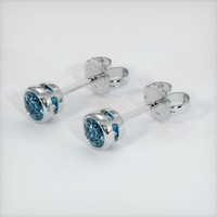 0.69 Ct.Tw. Greenish Blue Sapphire Earrings, 14K White Gold 2