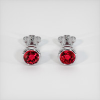 1.37 Ct.Tw. Ruby Earrings, 14K White Gold 1