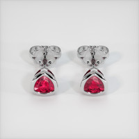 0.61 Ct.Tw. Ruby Earrings, 14K White Gold 1