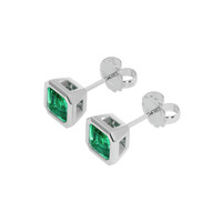 <span>0.94</span>&nbsp;<span class="tooltip-light">Ct.Tw.<span class="tooltiptext">Total Carat Weight</span></span> Emerald Earrings, 18K White Gold 3