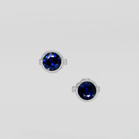 <span>0.80</span> <span class="tooltip-light">Ct.Tw.<span class="tooltiptext">Total Carat Weight</span></span> Blue Sapphire Earrings, 18K White Gold 2