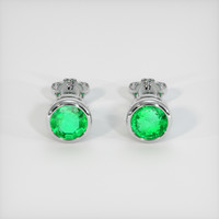 <span>1.52</span>&nbsp;<span class="tooltip-light">Ct.Tw.<span class="tooltiptext">Total Carat Weight</span></span> Emerald Earrings, 18K White Gold 1