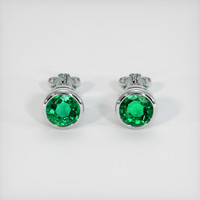 <span>1.56</span>&nbsp;<span class="tooltip-light">Ct.Tw.<span class="tooltiptext">Total Carat Weight</span></span> Emerald Earrings, 18K White Gold 1