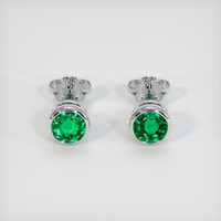 <span>0.75</span>&nbsp;<span class="tooltip-light">Ct.Tw.<span class="tooltiptext">Total Carat Weight</span></span> Emerald Earrings, 18K White Gold 1