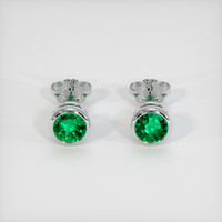 <span>0.69</span>&nbsp;<span class="tooltip-light">Ct.Tw.<span class="tooltiptext">Total Carat Weight</span></span> Emerald Earrings, 18K White Gold 1