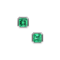 <span>0.99</span>&nbsp;<span class="tooltip-light">Ct.Tw.<span class="tooltiptext">Total Carat Weight</span></span> Emerald Earrings, 18K White Gold 1