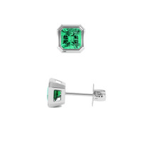 <span>0.99</span>&nbsp;<span class="tooltip-light">Ct.Tw.<span class="tooltiptext">Total Carat Weight</span></span> Emerald Earrings, 18K White Gold 2