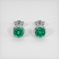 <span>1.43</span>&nbsp;<span class="tooltip-light">Ct.Tw.<span class="tooltiptext">Total Carat Weight</span></span> Emerald Earrings, 18K White Gold 1