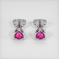 0.68 Ct.Tw. Reddish Pink Sapphire Earrings, 18K White Gold 1