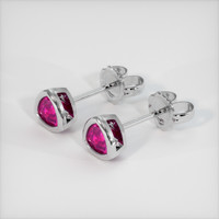 0.68 Ct.Tw. Reddish Pink Sapphire Earrings, 18K White Gold 2