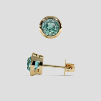 <span>1.95</span>&nbsp;<span class="tooltip-light">Ct.Tw.<span class="tooltiptext">Total Carat Weight</span></span> Bluish Green Sapphire Earrings, 14K Yellow Gold 2