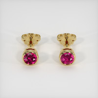 0.87 Ct.Tw. Ruby Earrings, 14K Yellow Gold 1