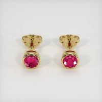 0.85 Ct.Tw. Ruby Earrings, 14K Yellow Gold 1